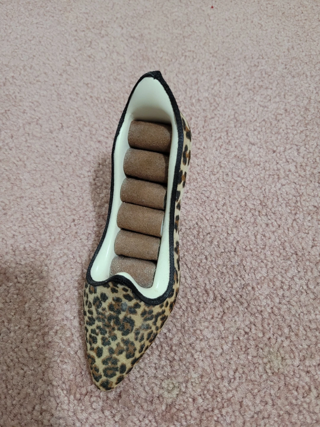 Leopard Print High Heel Ring Holder