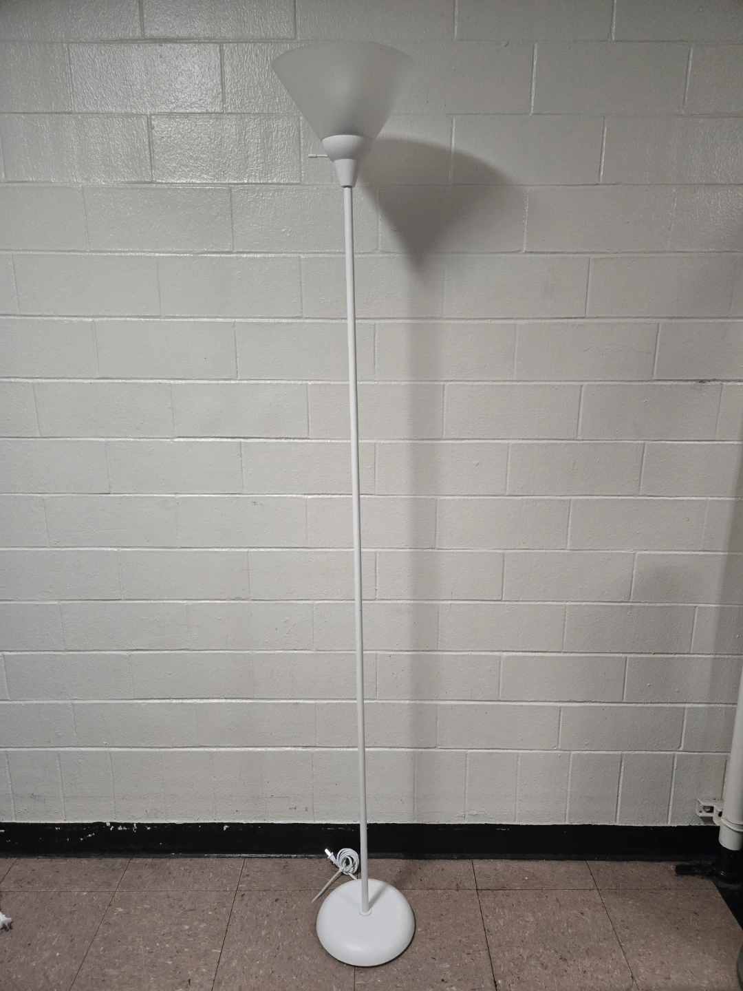 Simple White Torchiere Floor Standing Lamp with Bulb