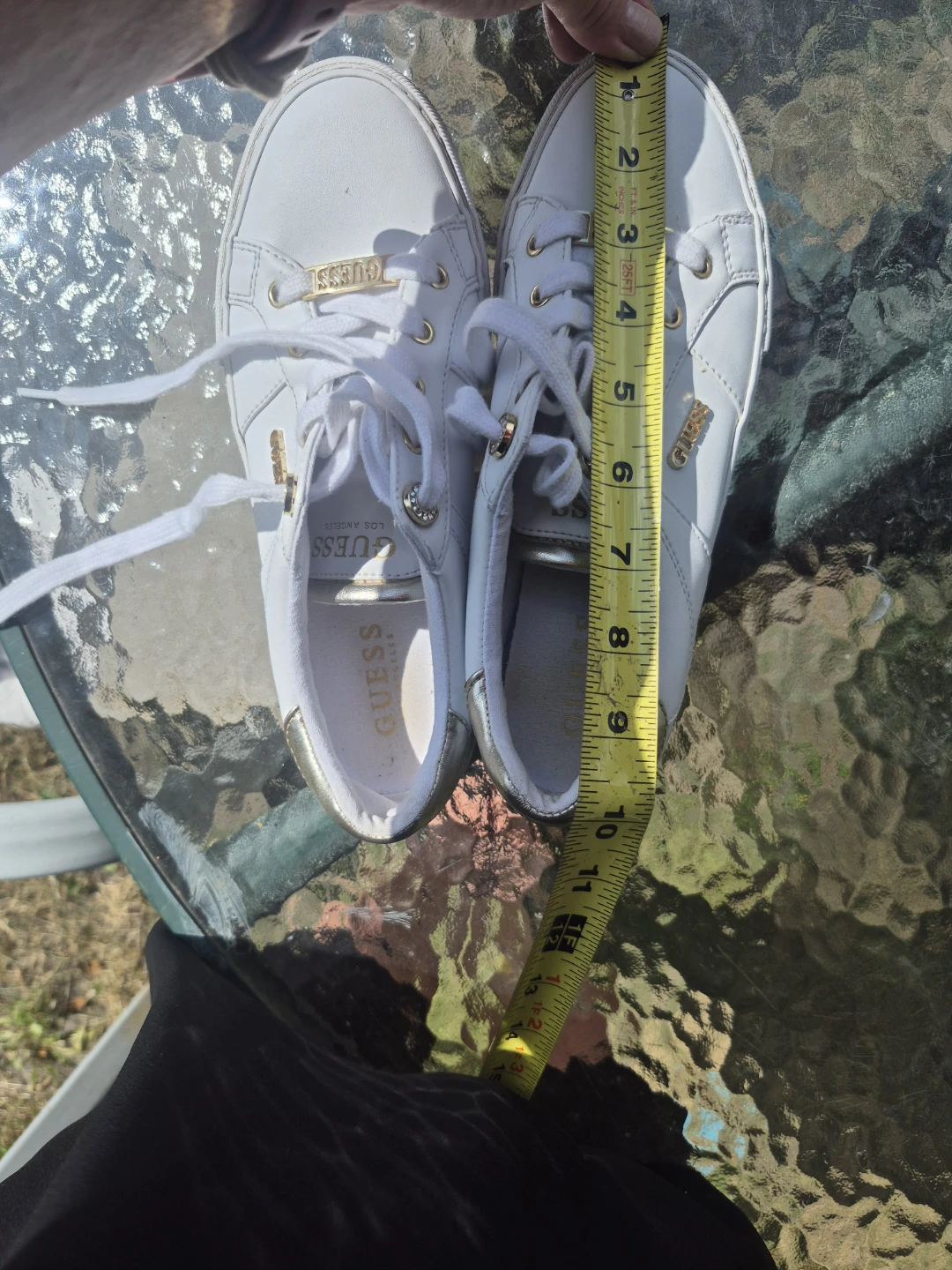 GUESS White & Gold Lace-Up Sneakers - photo 5