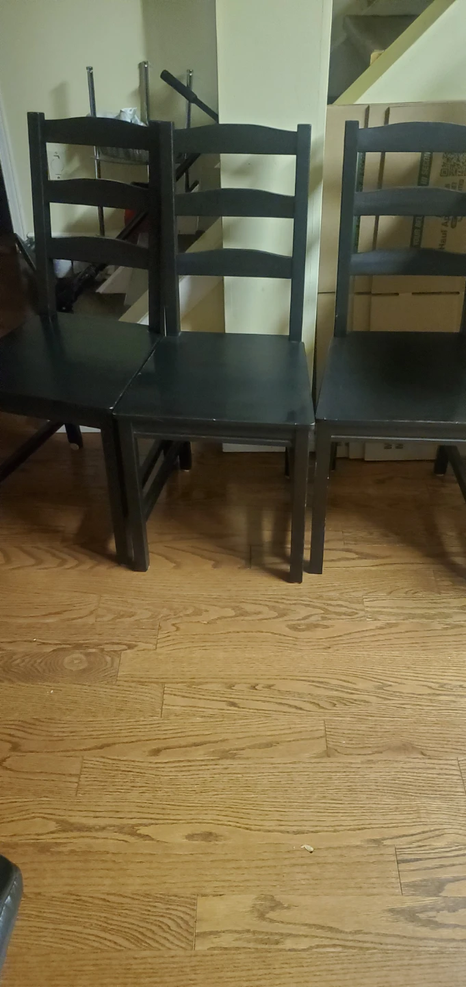 Set of 3 Black Wooden Chairs