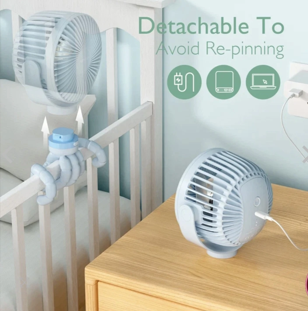 Momcozy Portable Stroller Fan Baby Blue - photo 3
