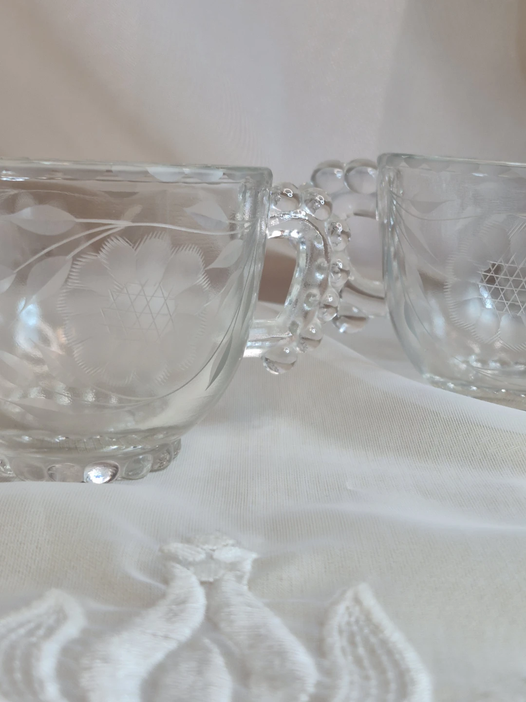 Vintage Imperial Glass Candlewick Etched Flowers Cream Sugar Set - photo 5