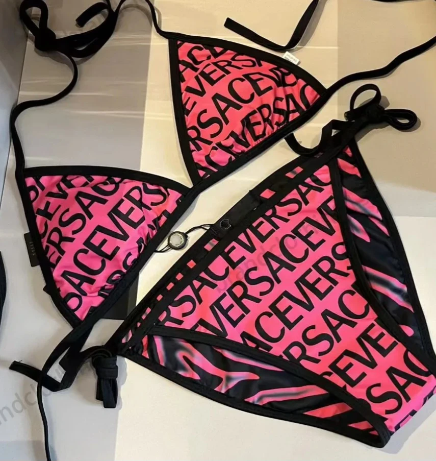 Versace Bikini Set - Pink/Black Logo & Zebra Print - photo 2