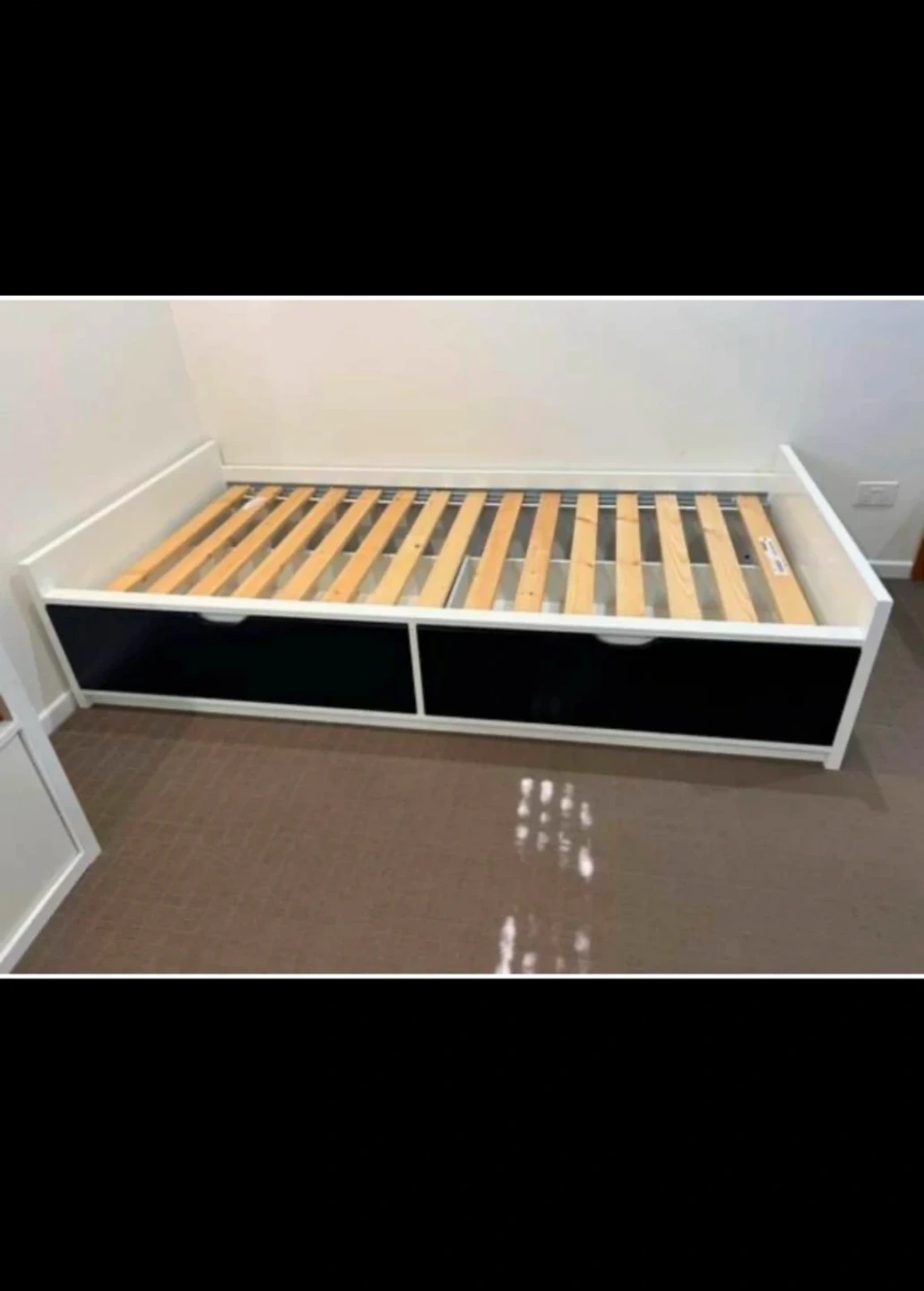 Ikea Flaxa Twin Bed w/ Storage along with mattress
