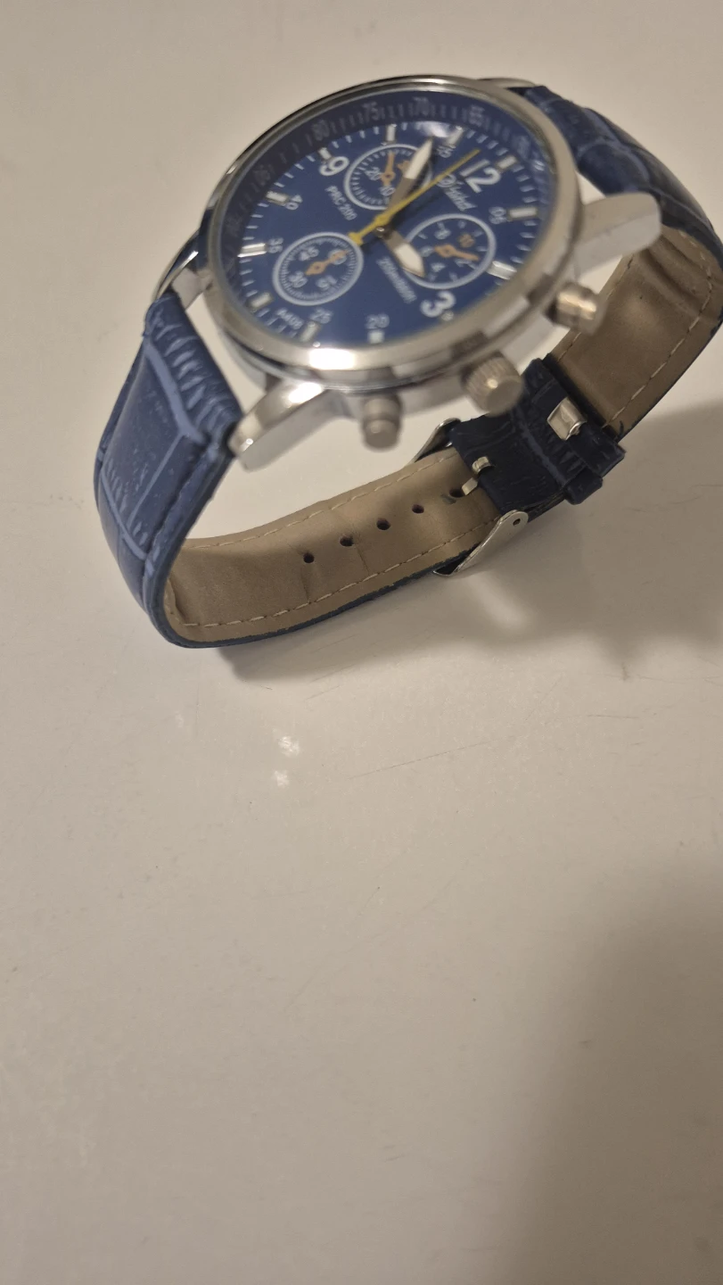 Blue Chronograph Watch with Leather Strap - photo 4