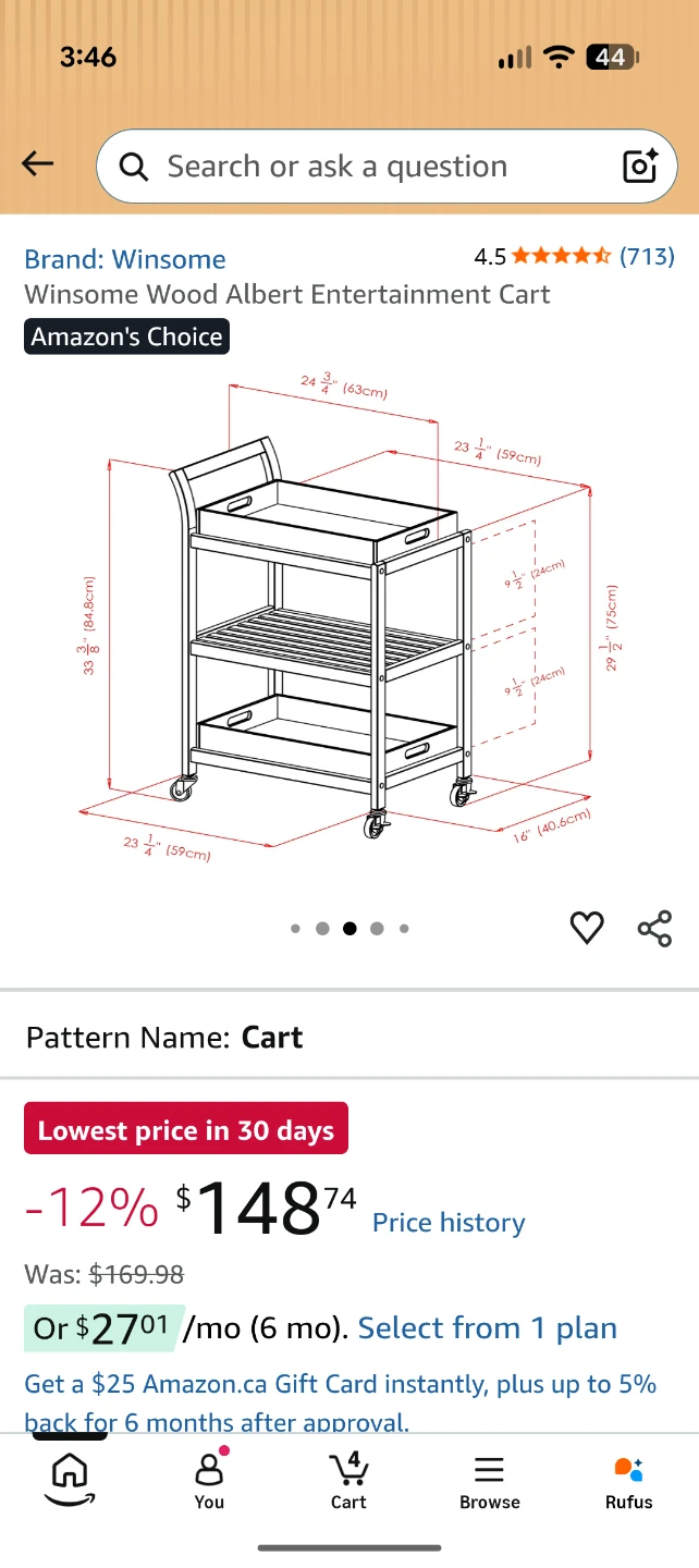 Winsome Wood Entertainment Cart - photo 2