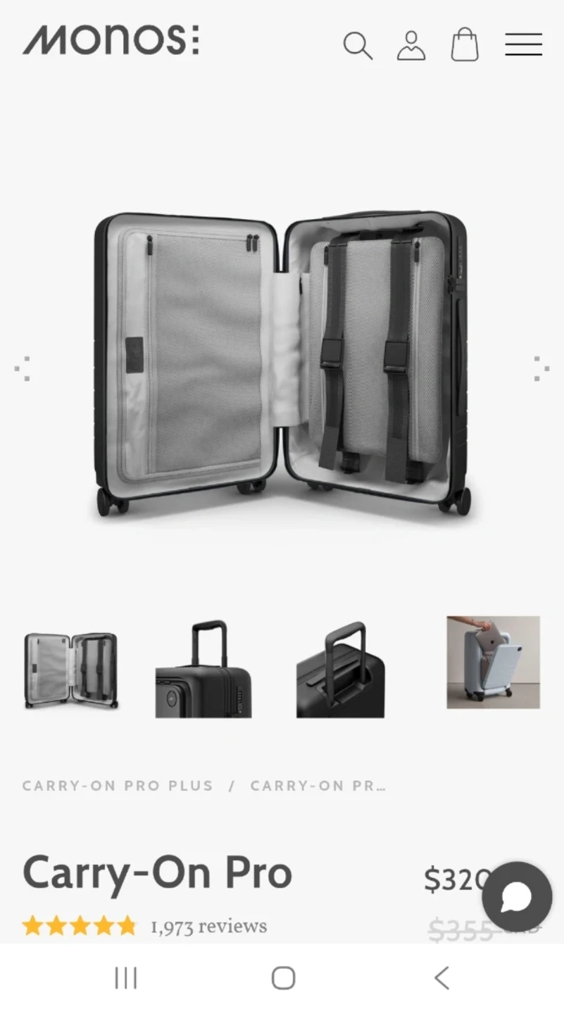 Brand New Monos Carry-On Pro Luggage - Black - photo 3
