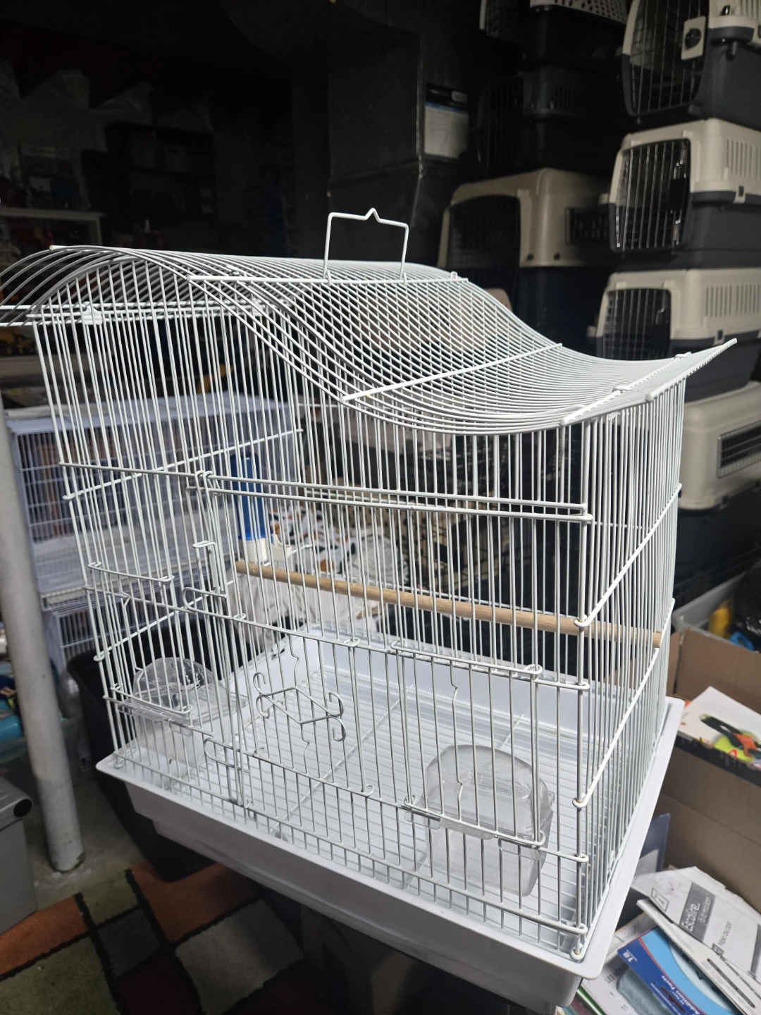 White Bird Cage with Perch - photo 3