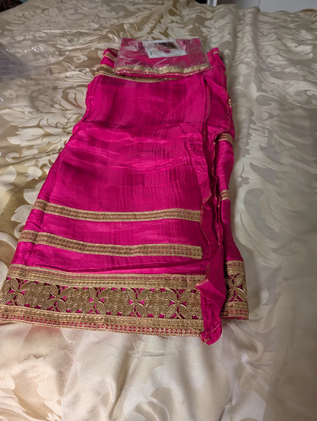 Teal & Pink Indian Suit Set Unstitched  $70for3suits