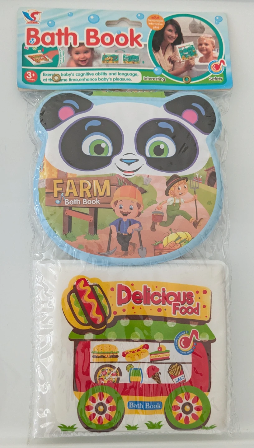 Brand New Squeaky Bath Book - Farm & Delicious Food Themes