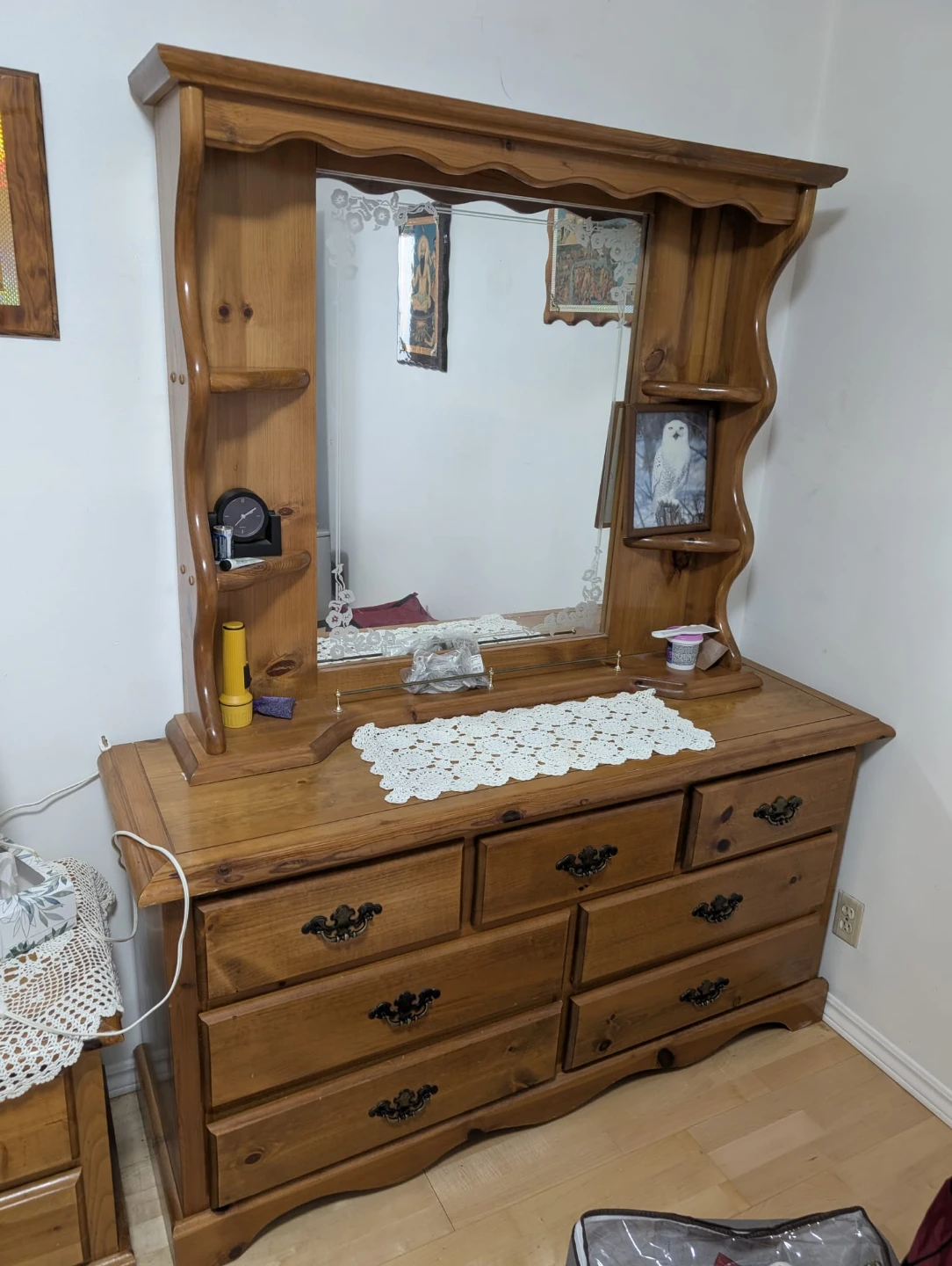 Wooden Dresser with Mirror