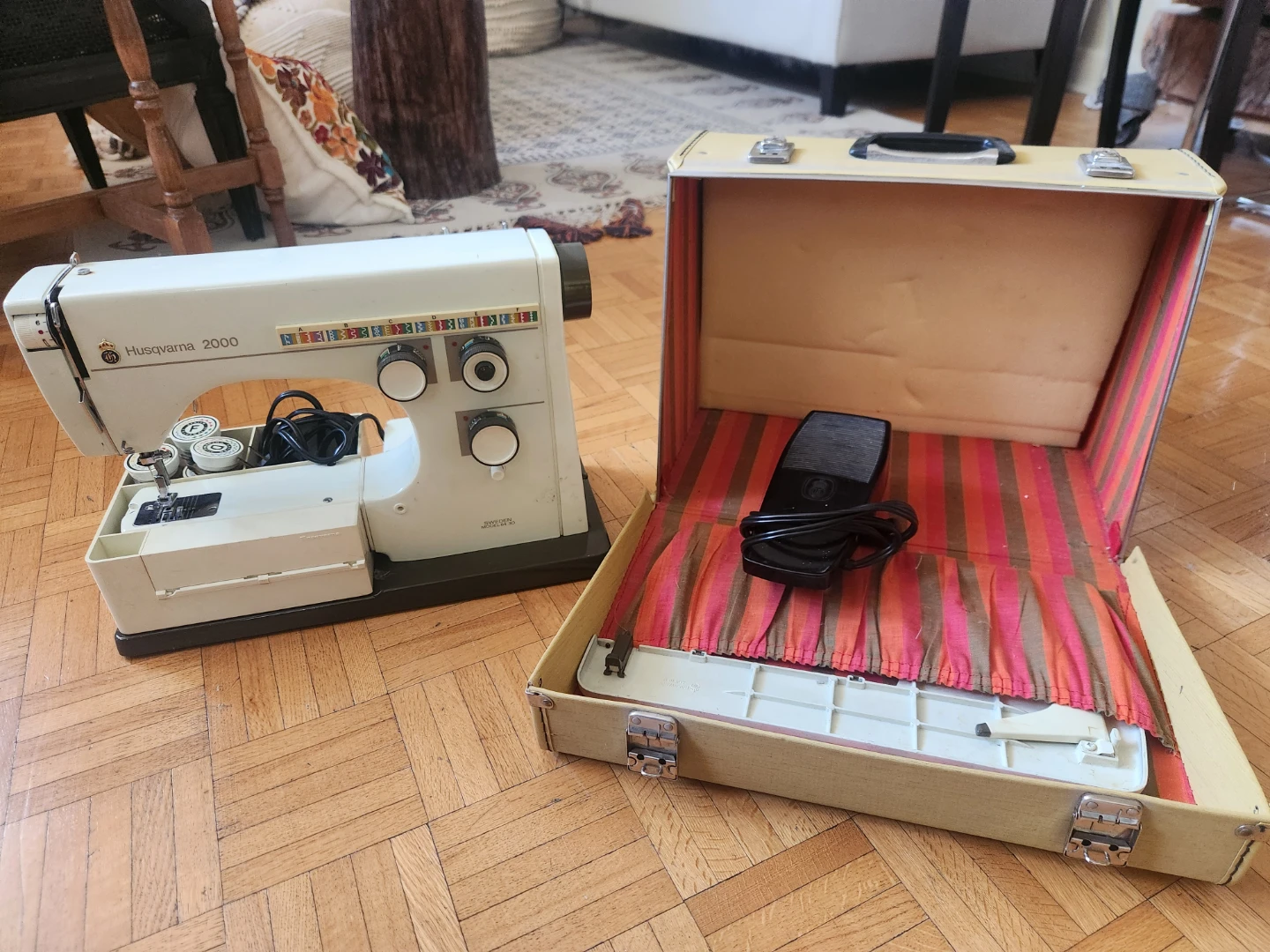 1970's Husqvarna 2000 Sewing Machine with Case