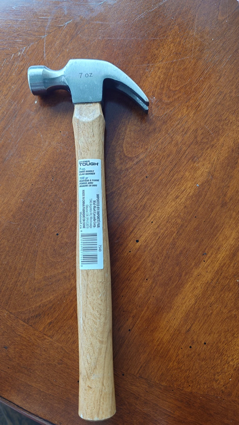 Hyper Tough 7oz Wood Handle Claw Hammer with Smooth Face