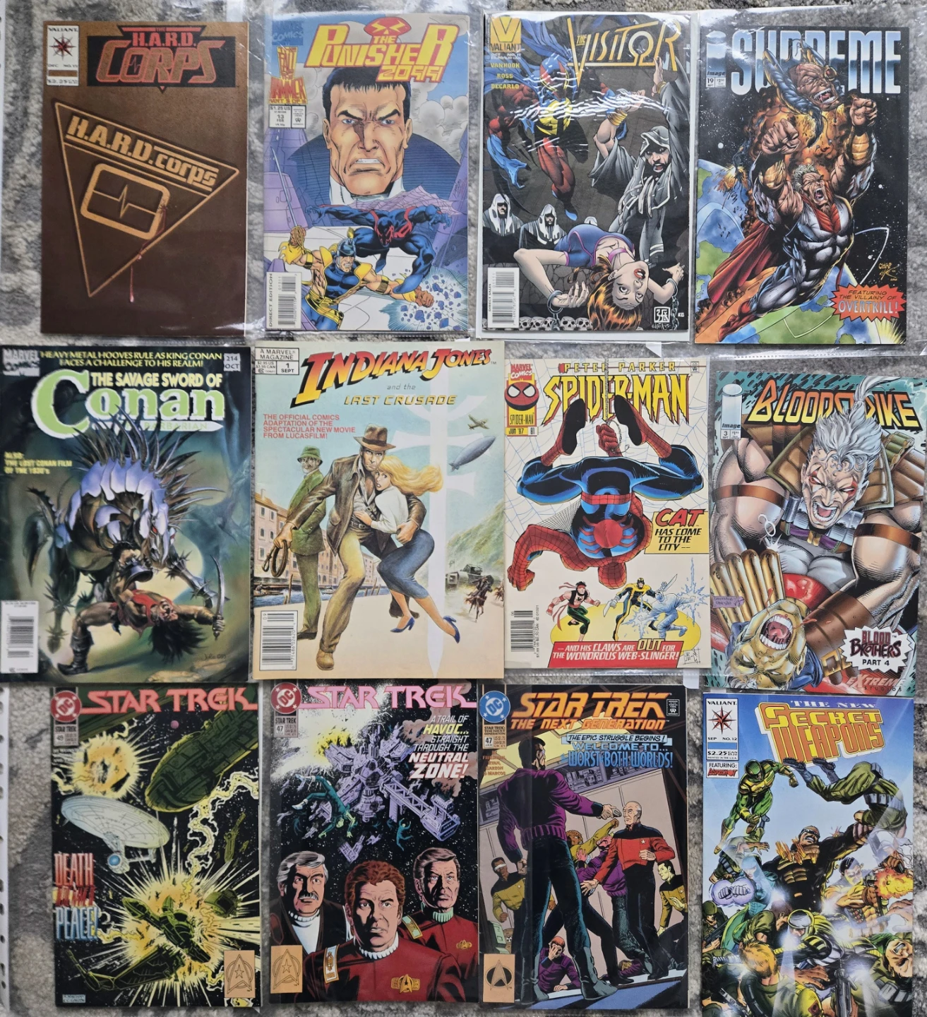 Vintage 12 Comics, Indiana Jones #1, Spiderman Variants
