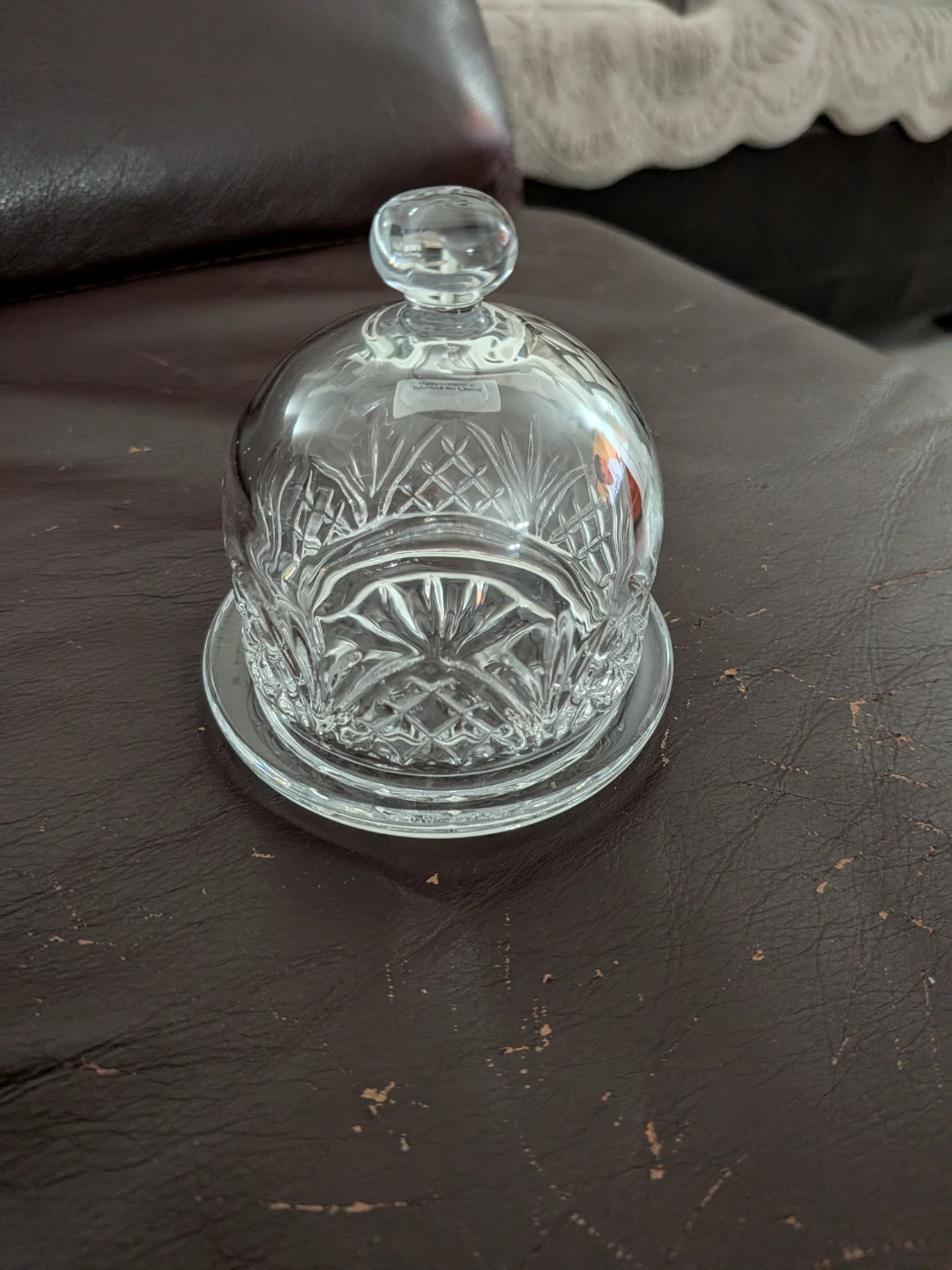 Crystal Glass Butter Dish with Lid