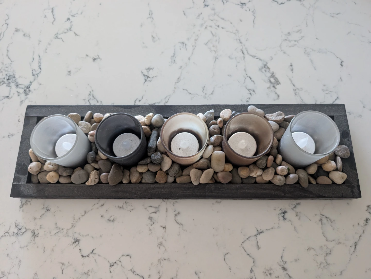 Decorative 5-Candle Holder with Stones