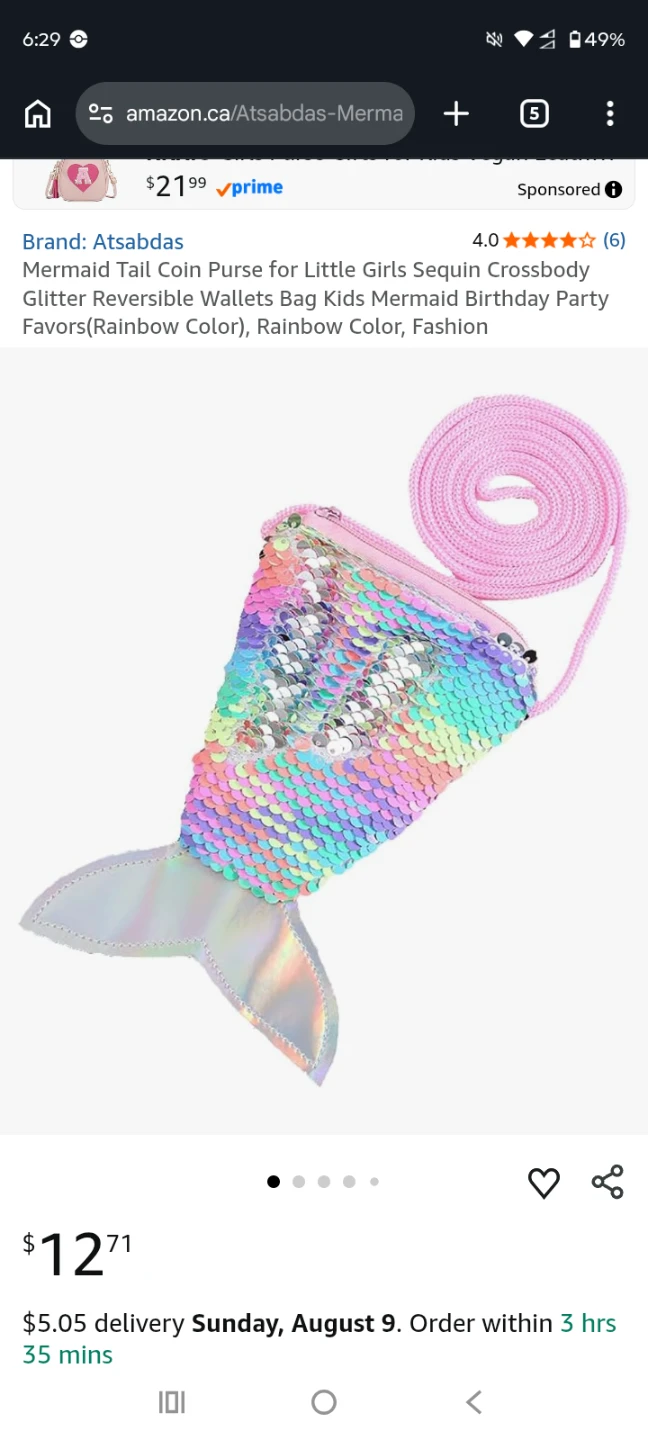 Atsabdas Kids Mermaid Tail Coin Purse