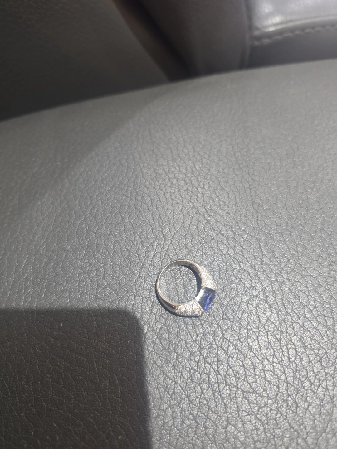 Blue Gemstone Ring with CZ Accents