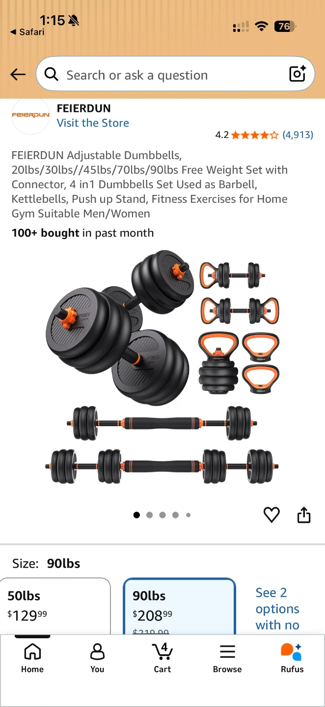 FEIERDUN Adjustable Dumbbell Set