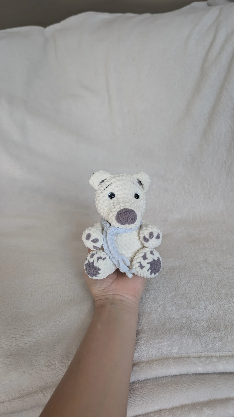 Handmade Crochet Polar Bear with Scarf - photo 4