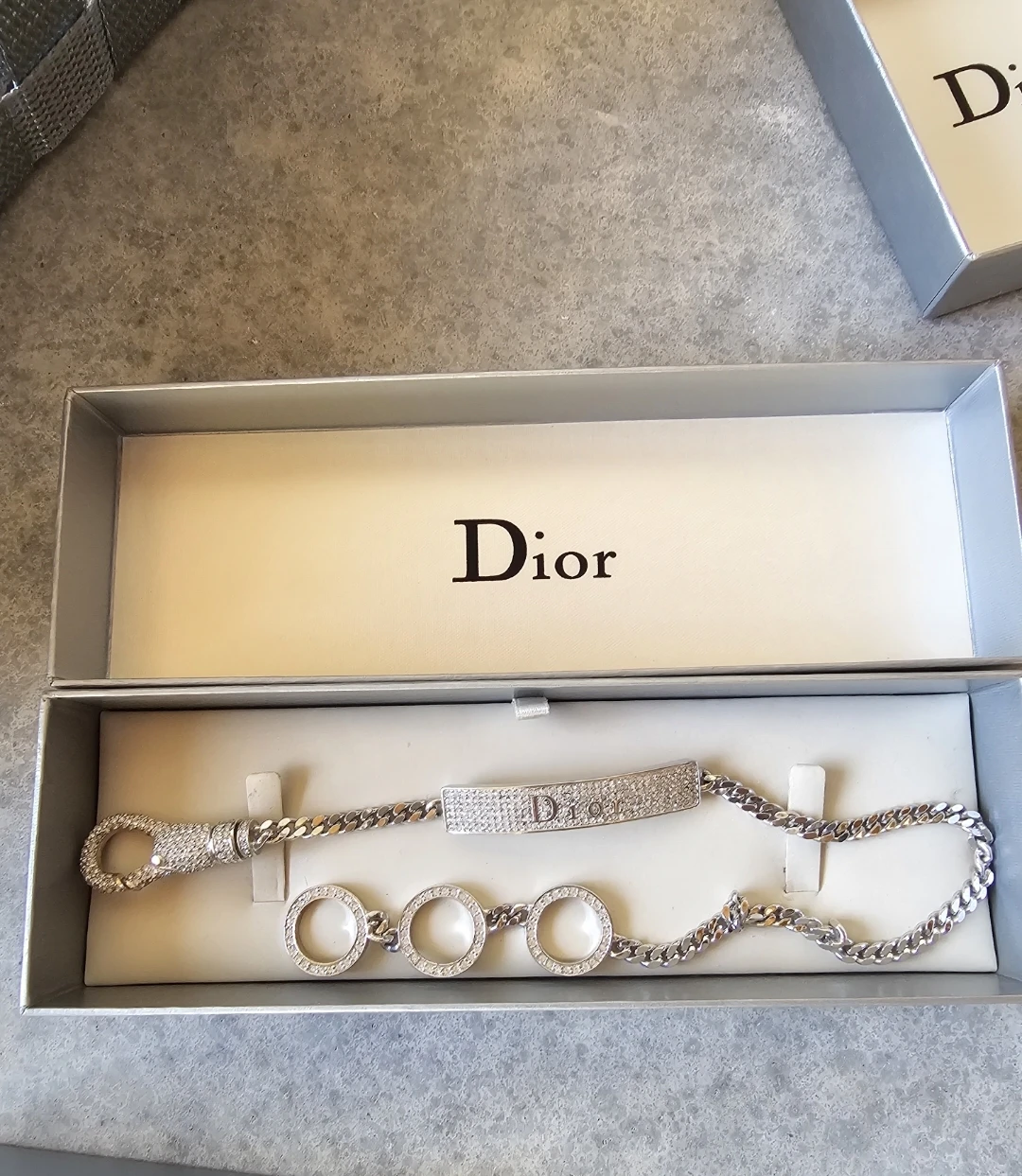 Dior Silver Crystal Chain Bracelet