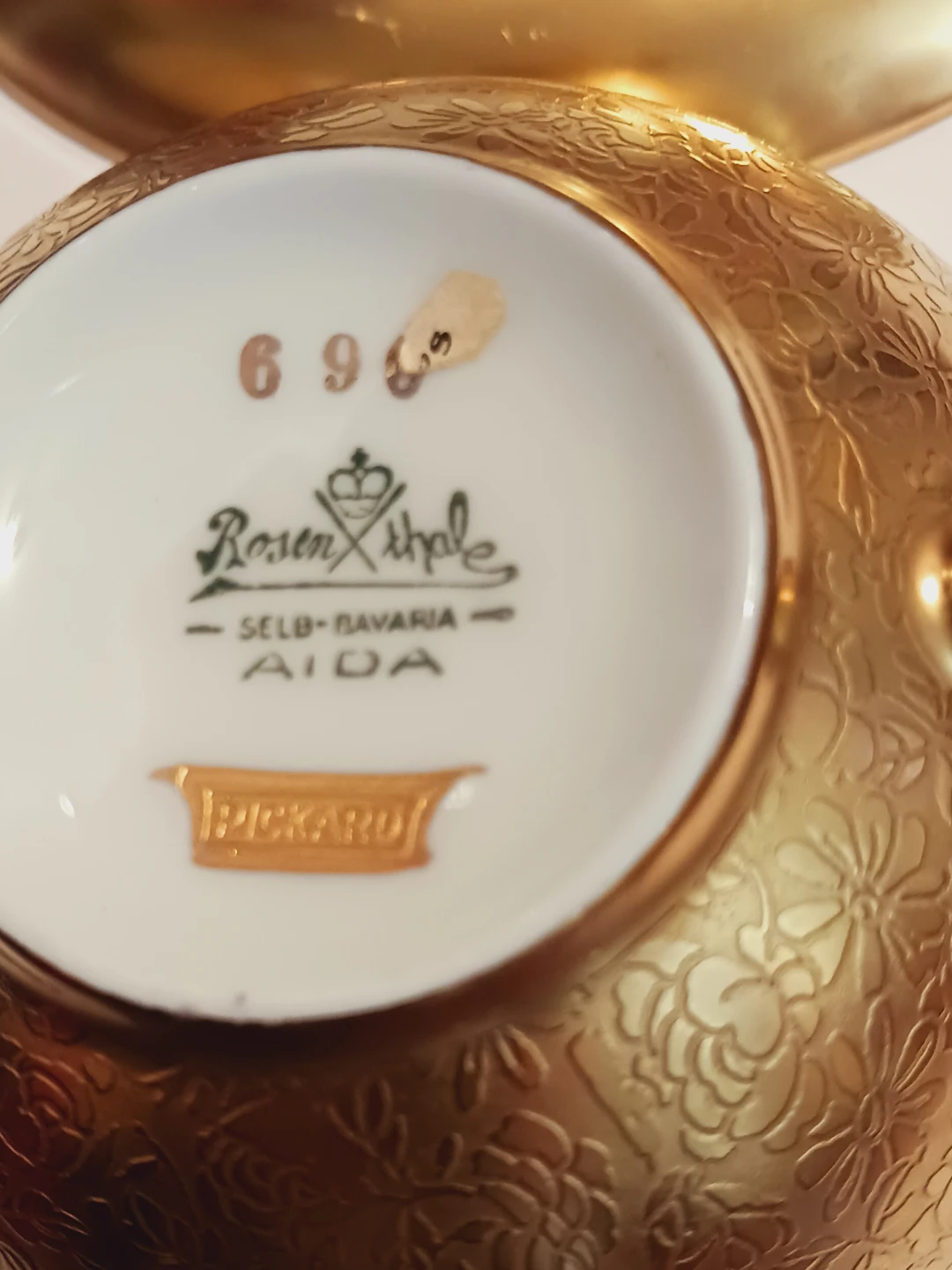 24K Gold Rosenthal Selb Bavaria Aida Gold Cup and Saucer - photo 4