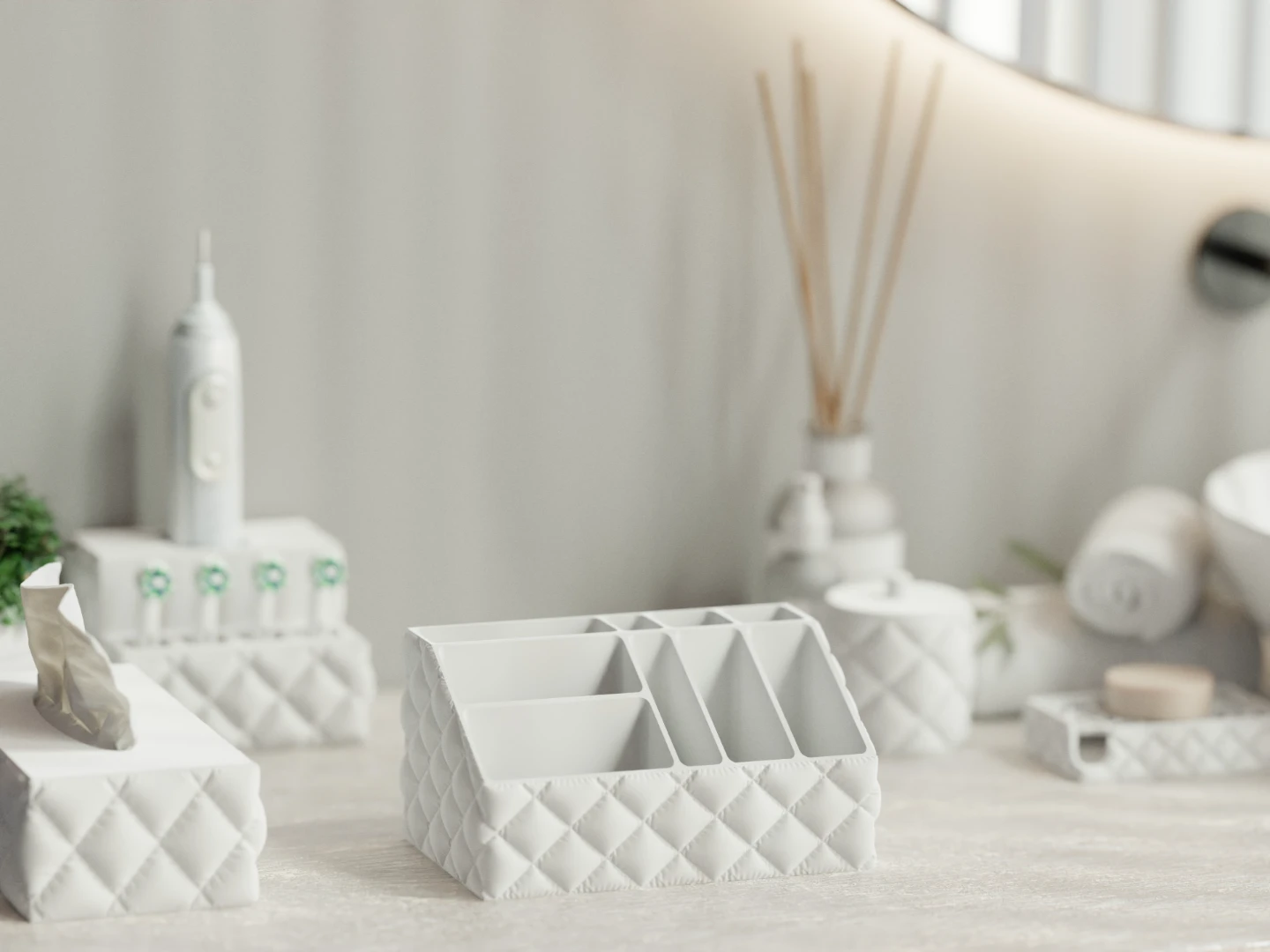 White Quilted six piece vanity set - photo 2