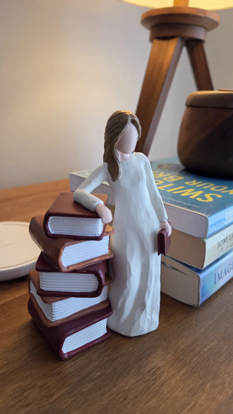 Woman & Stack of Books Figurine *new