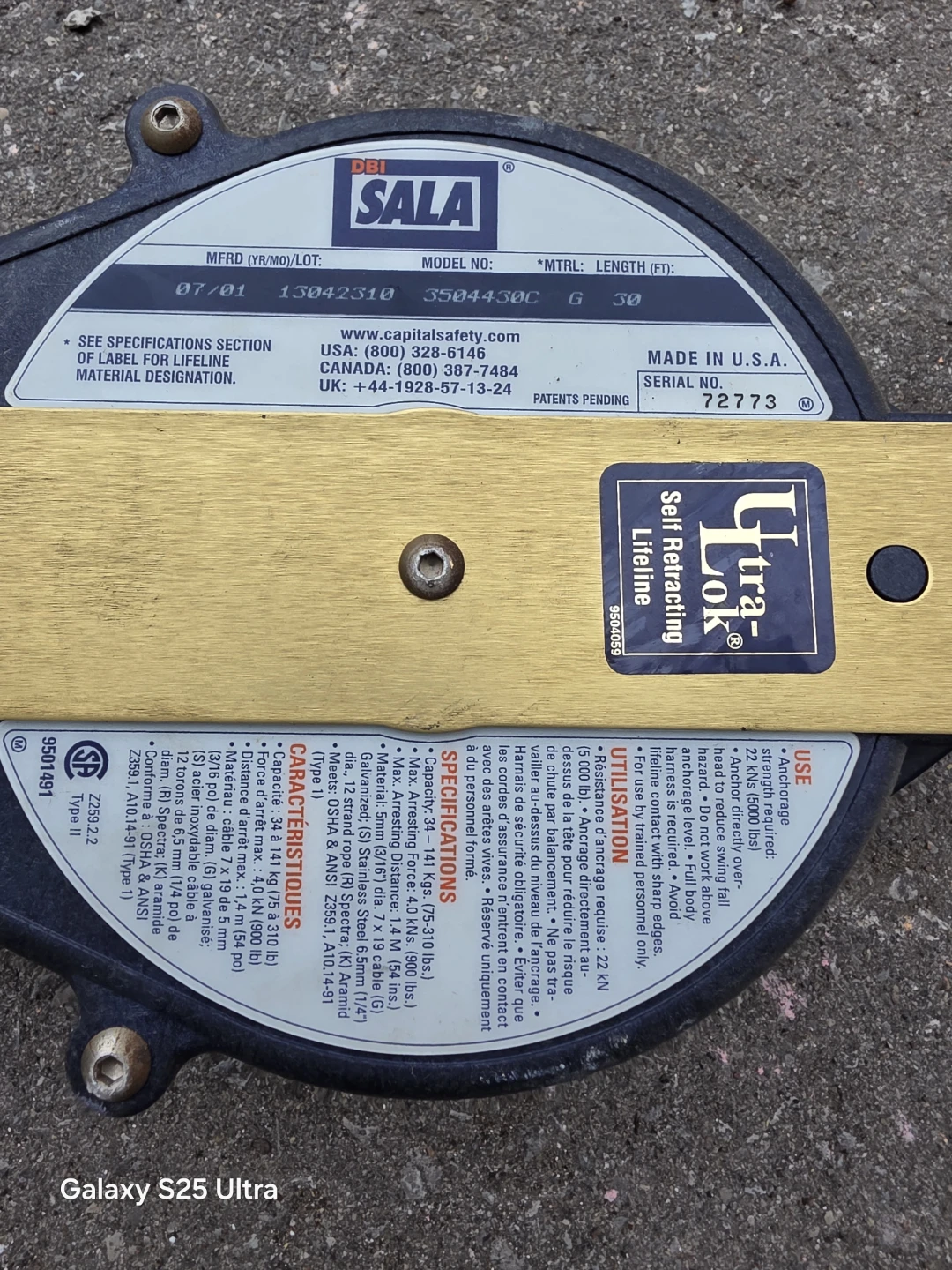 SALA Ultra-Lok Self Retracting Lifeline 30 ft - photo 3