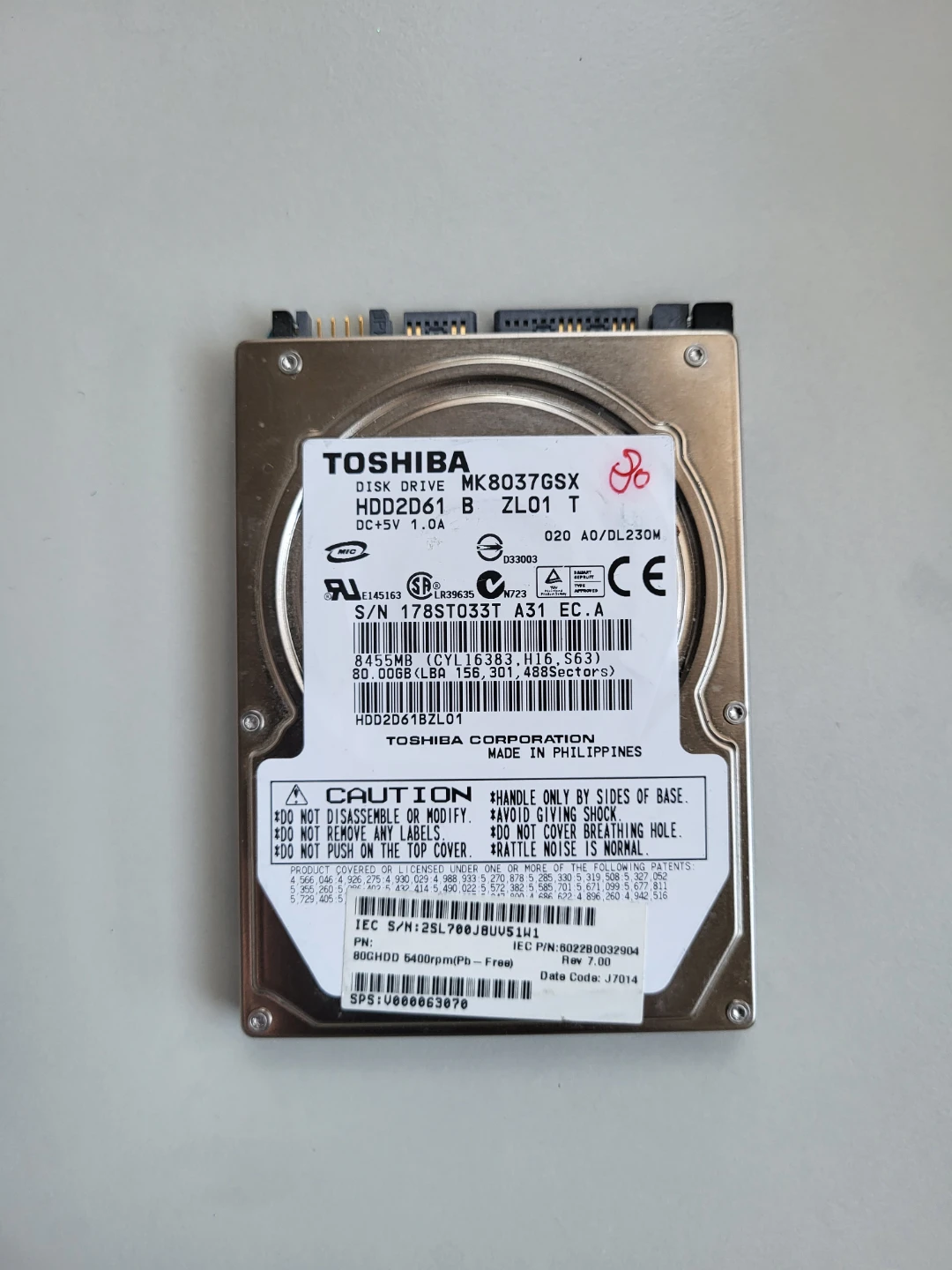 Toshiba MK8037GSX 80GB Hard Drive