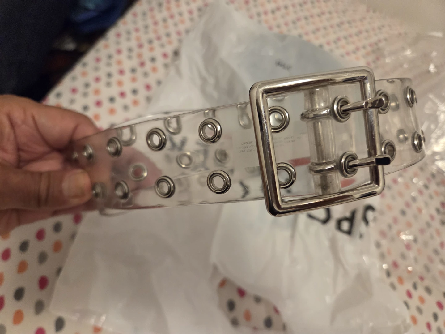 Clear Grommet Belt with Silver Buckle - photo 2