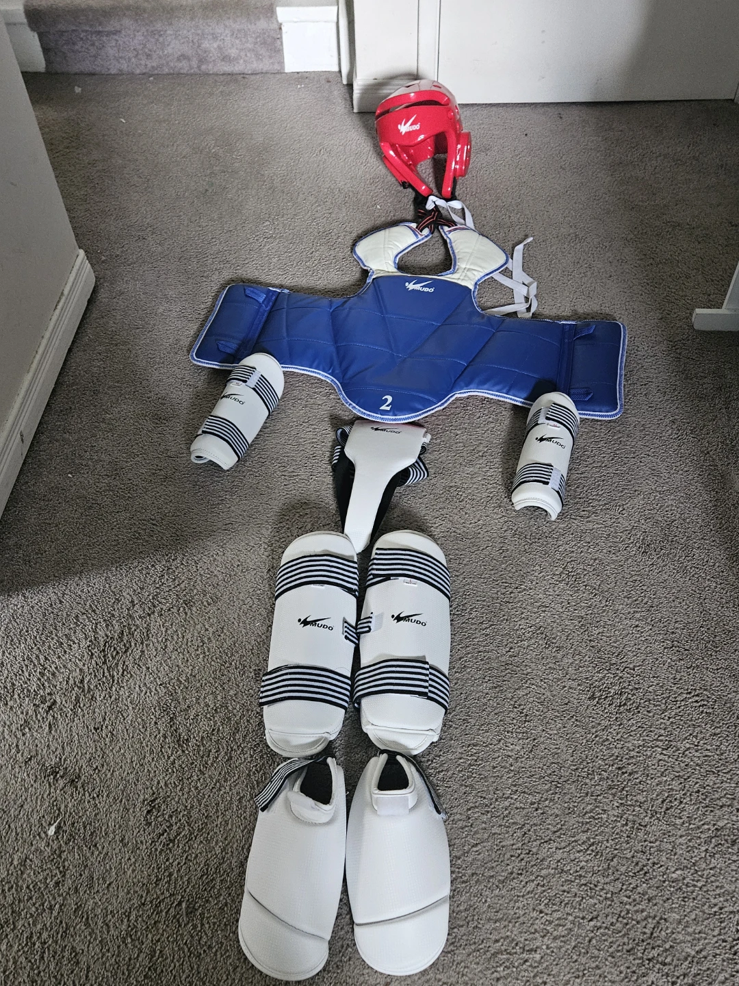 MUDO Taekwondo Sparring Gear Set - White/Blue - photo 2