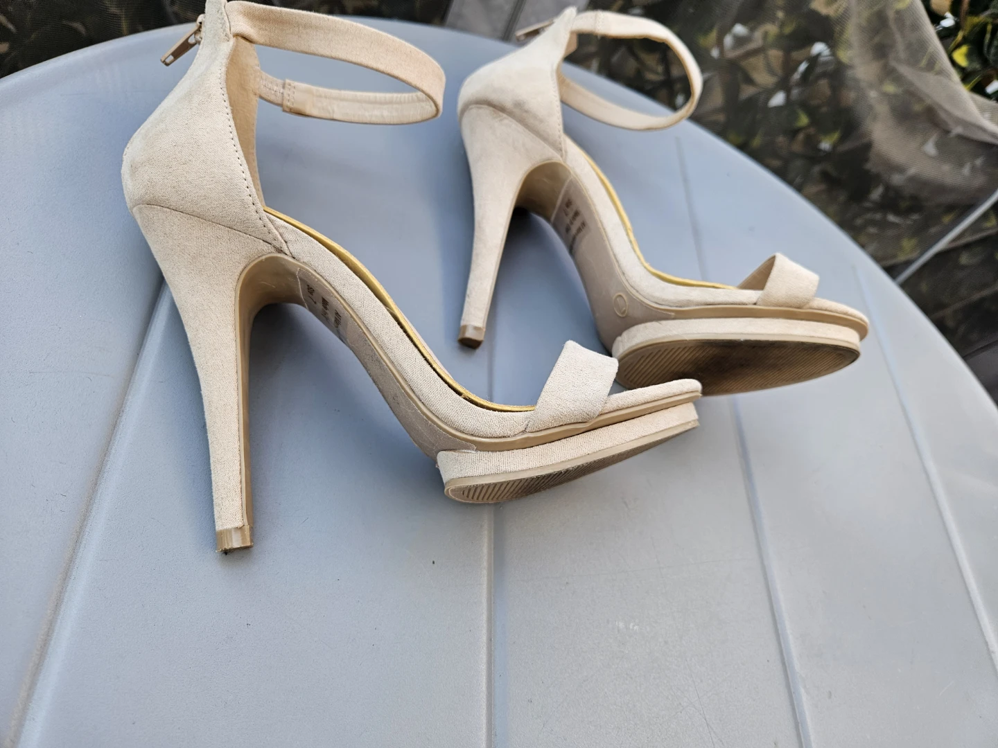 Women's Beige Suede Ankle Strap Heels Size 7 - photo 2