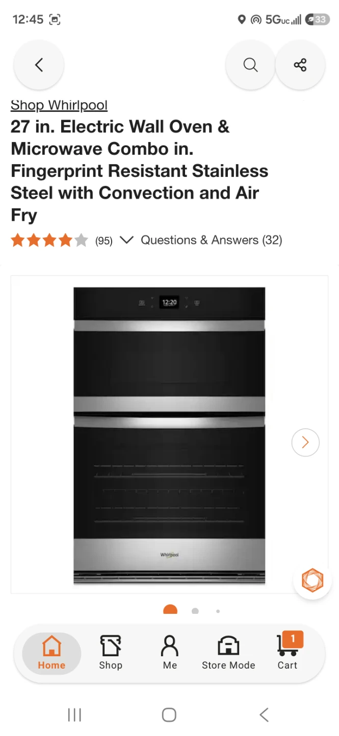 Whirlpool 27 in. Electric Wall Oven & Microwave Combo