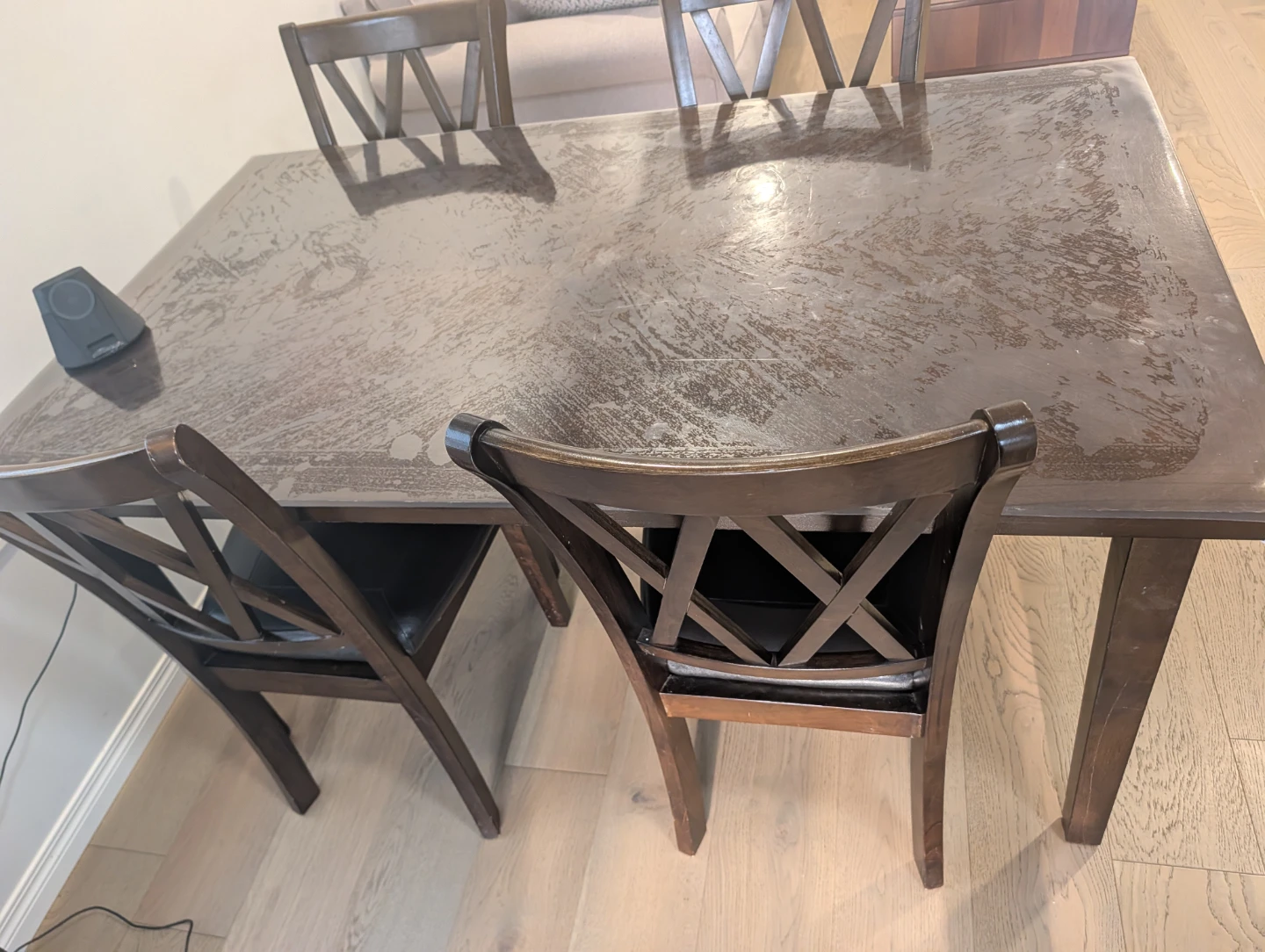 Dark wood dining table and 4 chairs - photo 5