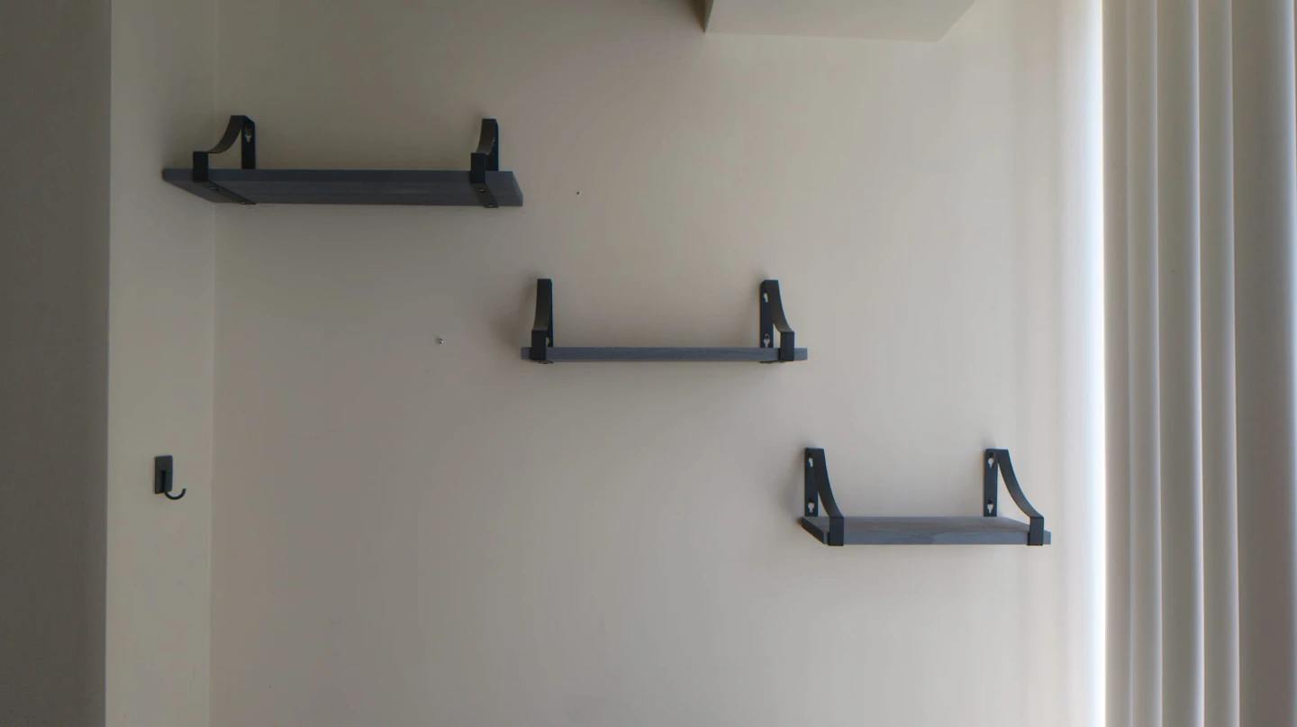 Set of 3 dark grey wall shelves
