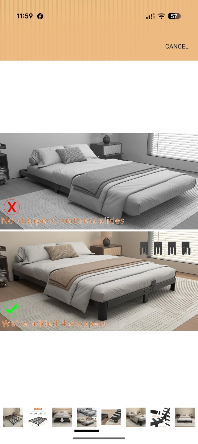 Full Size Bed Frame with Stoppers - photo 2