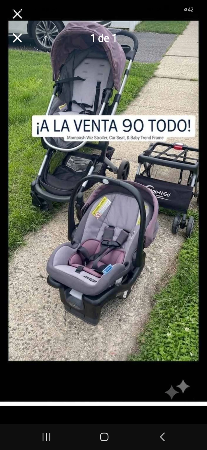 Mompush Wiz Stroller, Car Seat, & Baby Trend Frame