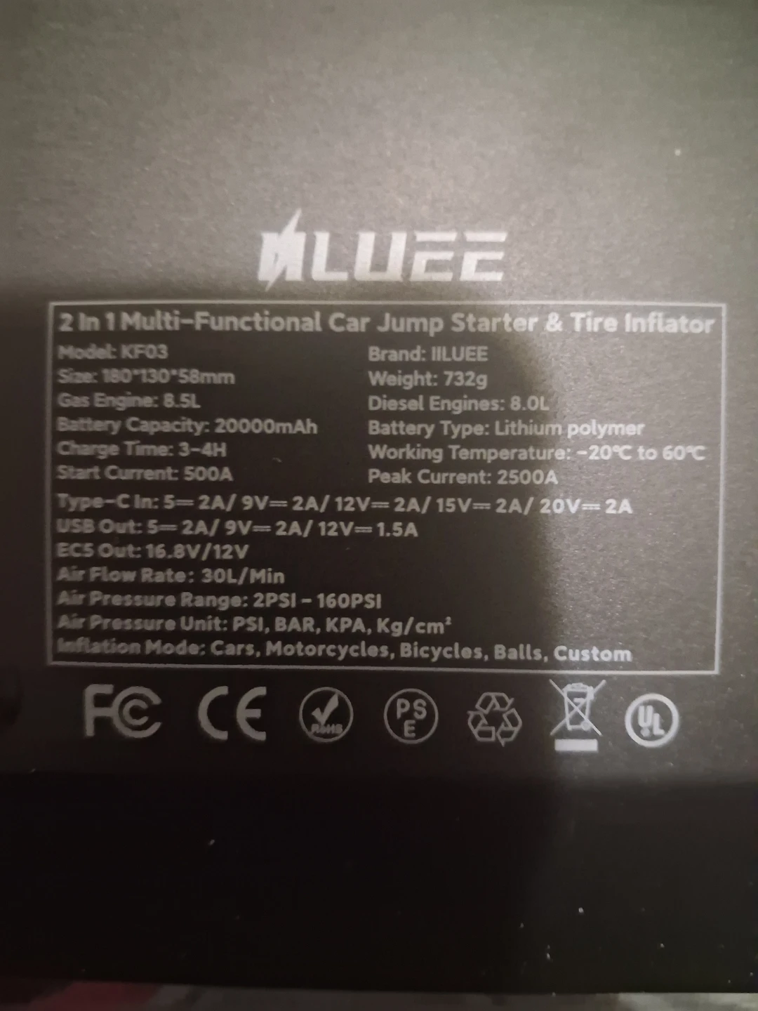 ILUEE 2-in-1 Multifunctional Car Jump Starter & Tire Inflator - photo 2