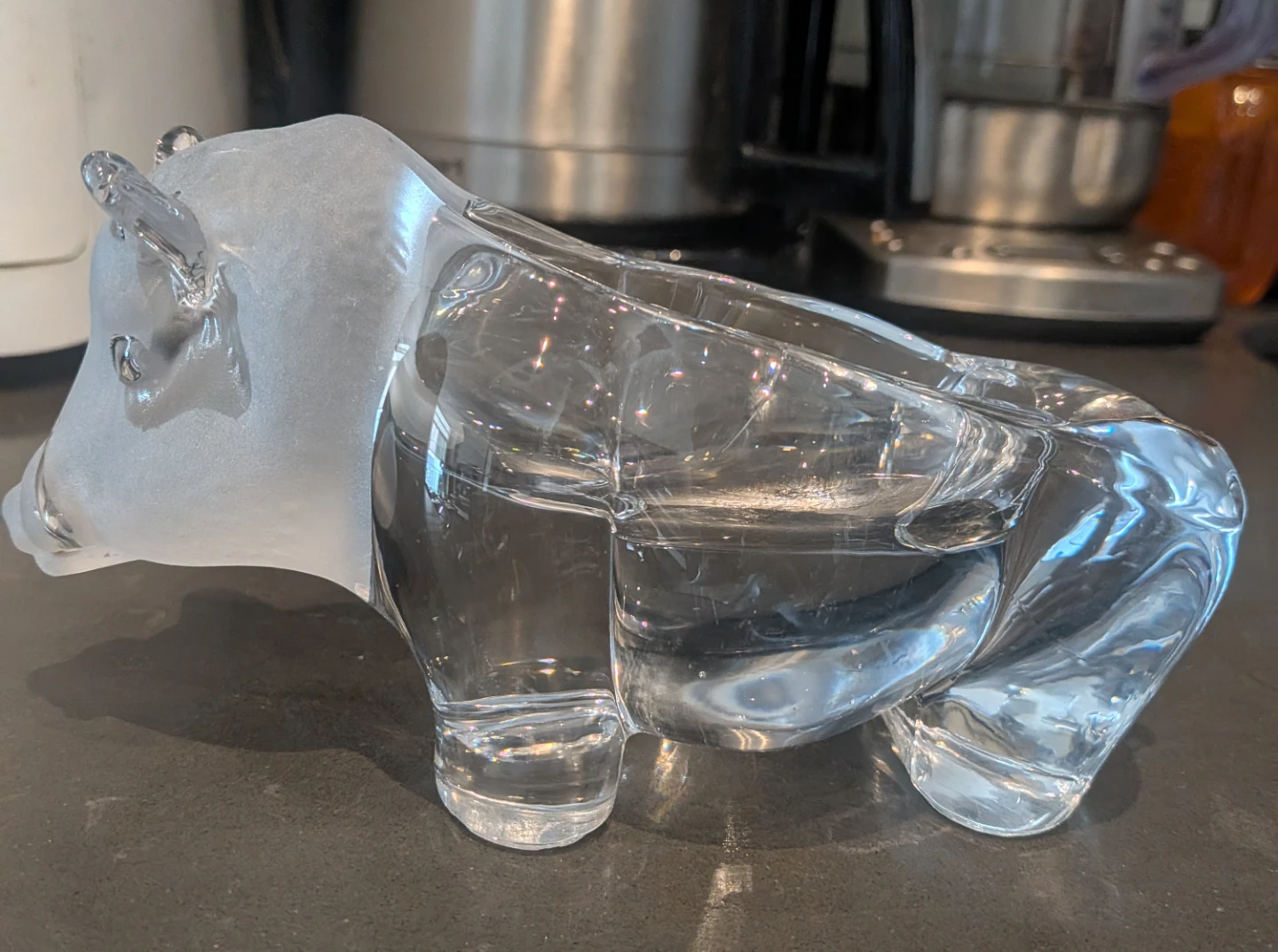 Heavy Vintage Crystal Animal Ashtray or Trinket Dish