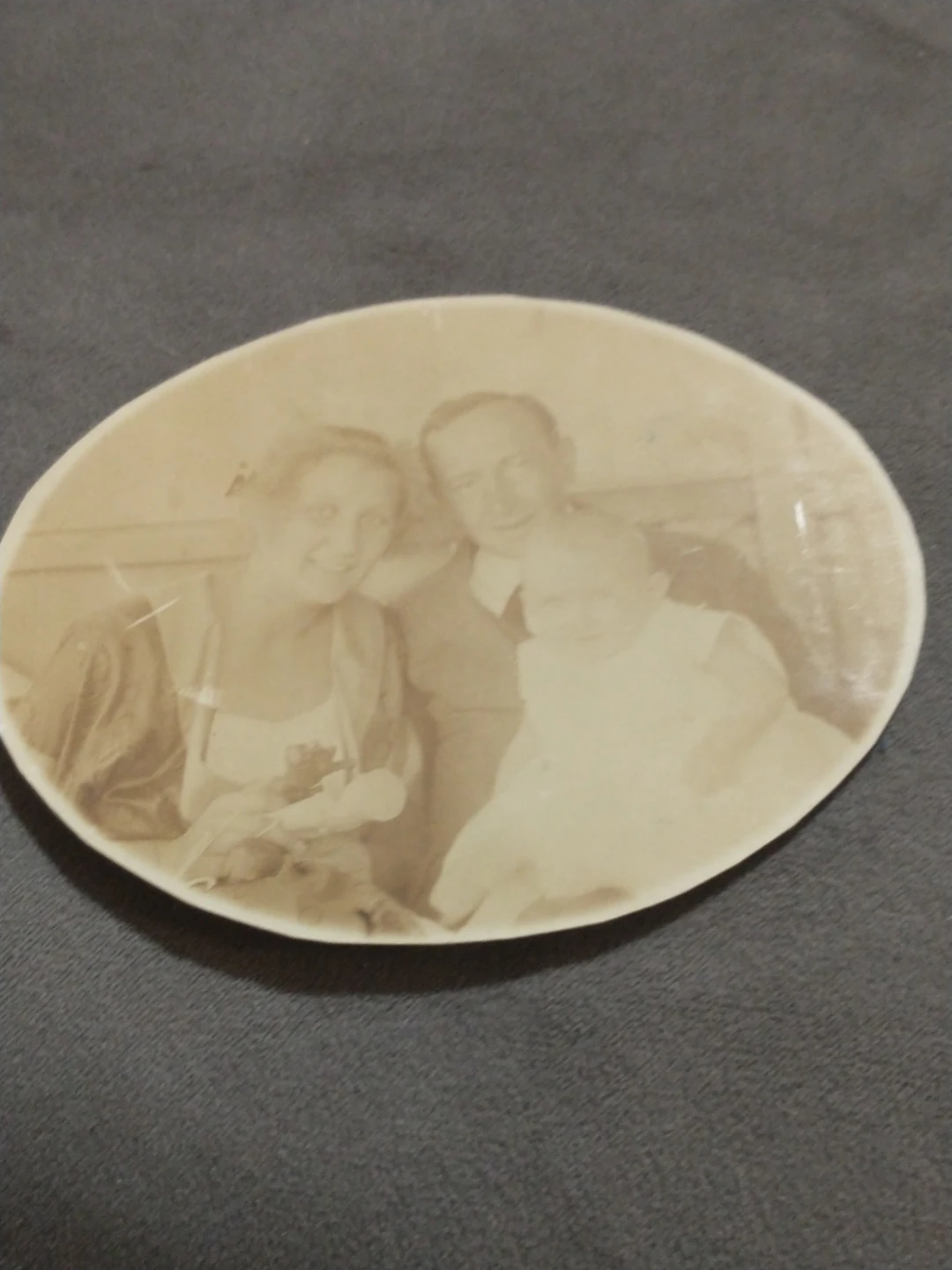 Circa 1910s Vintage Family Photo Oval Portrait