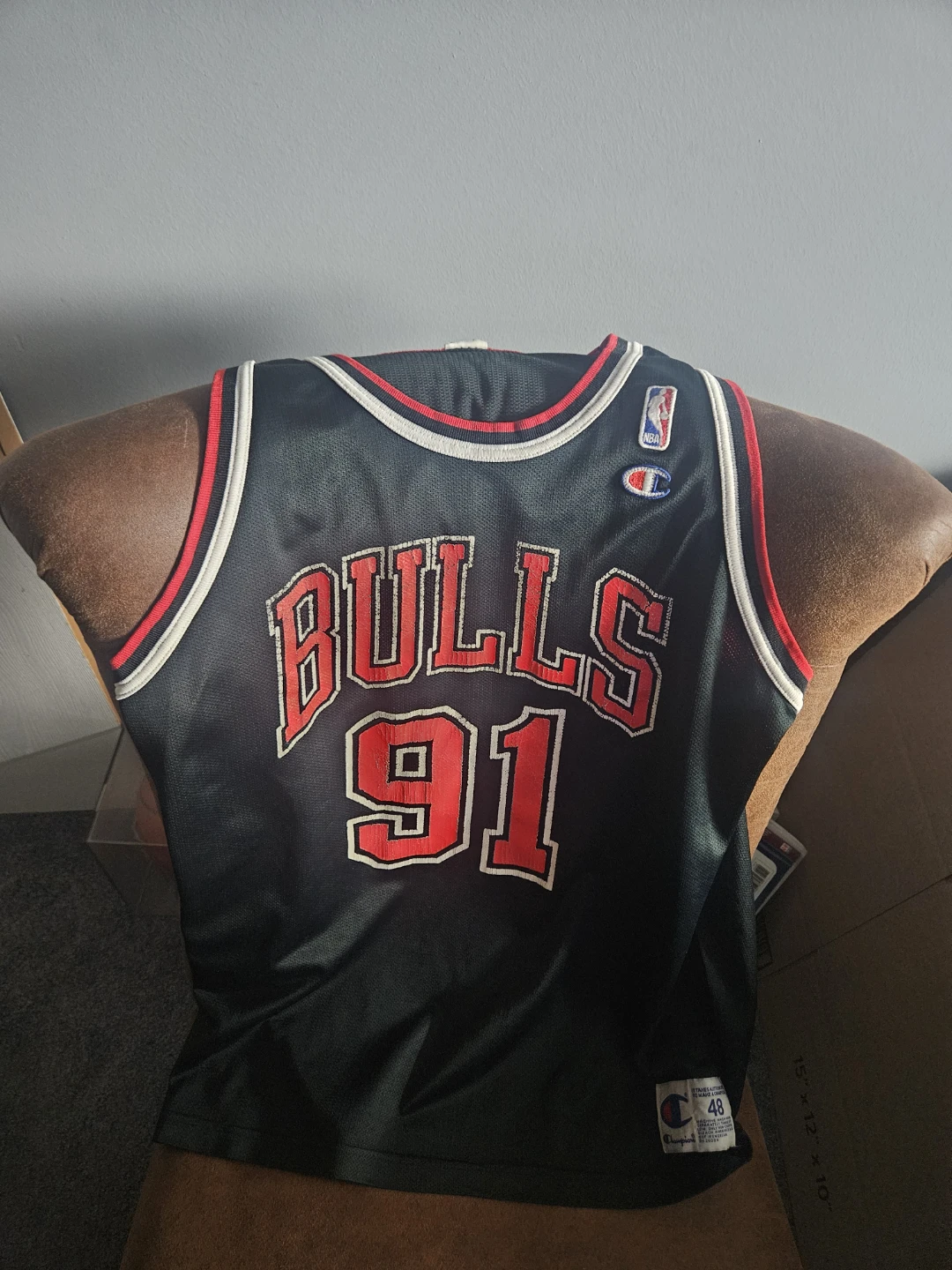 Dennis Rodman 1998 Solid Black Bulls Jersey