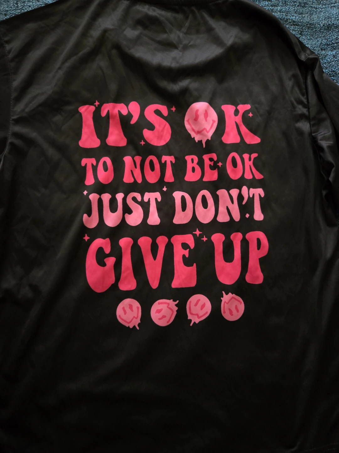 Black T-Shirt with "It's Ok To Not Be Ok" Graphic - photo 2