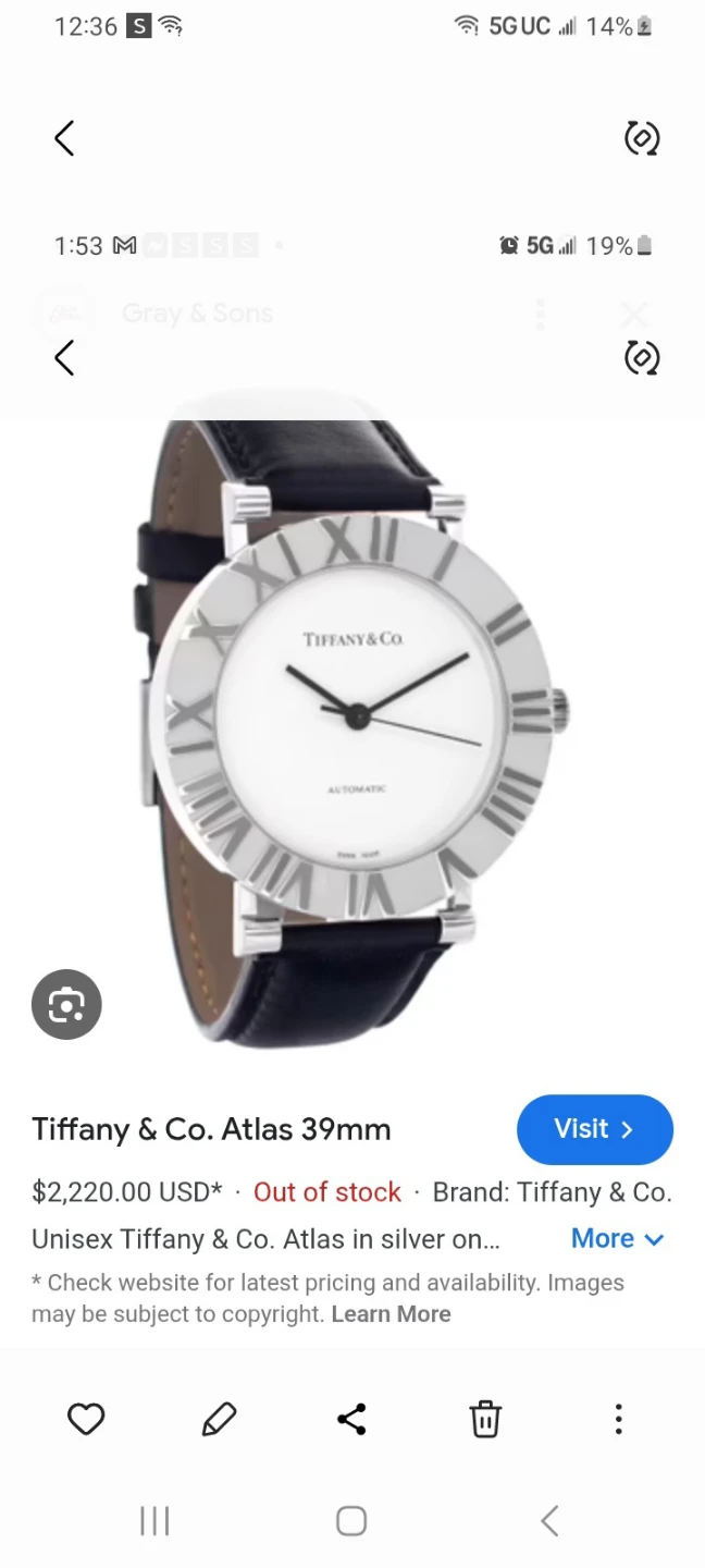 Tiffany & Co. Pure 925 Silver Atlas Automatic Watch