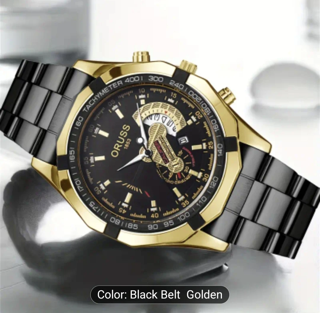 ORUSS Men's Gold and Black Watch