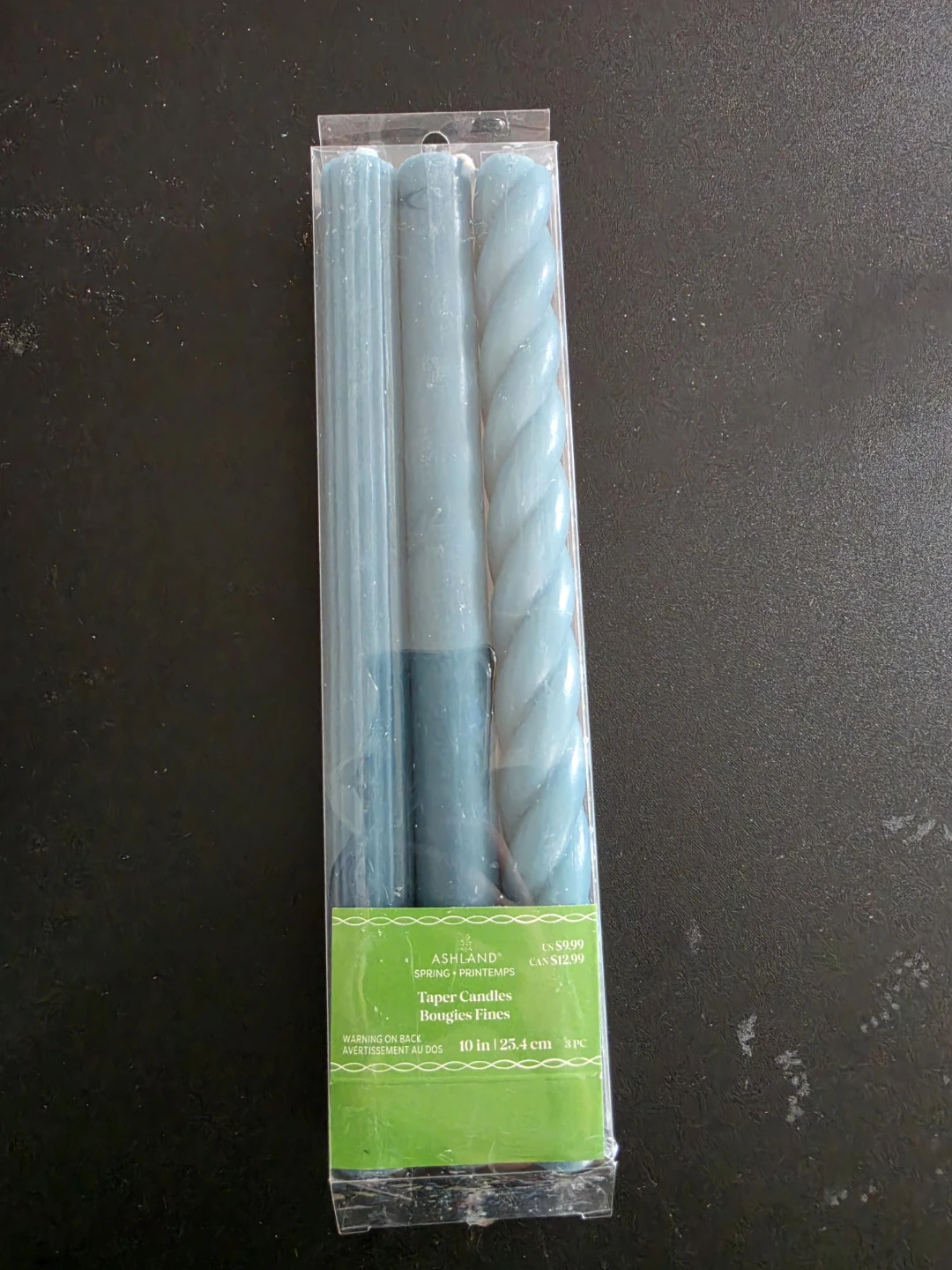 Ashland Unscented Taper Candles - Blue - 10 inch