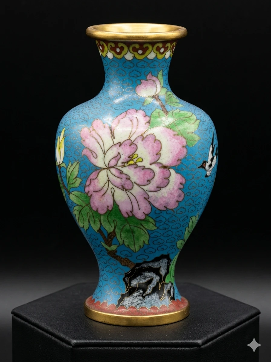 Cloisonné Vase with Floral and Bird Design