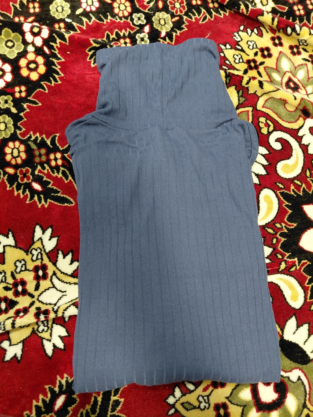 Blue Ribbed Turtleneck top