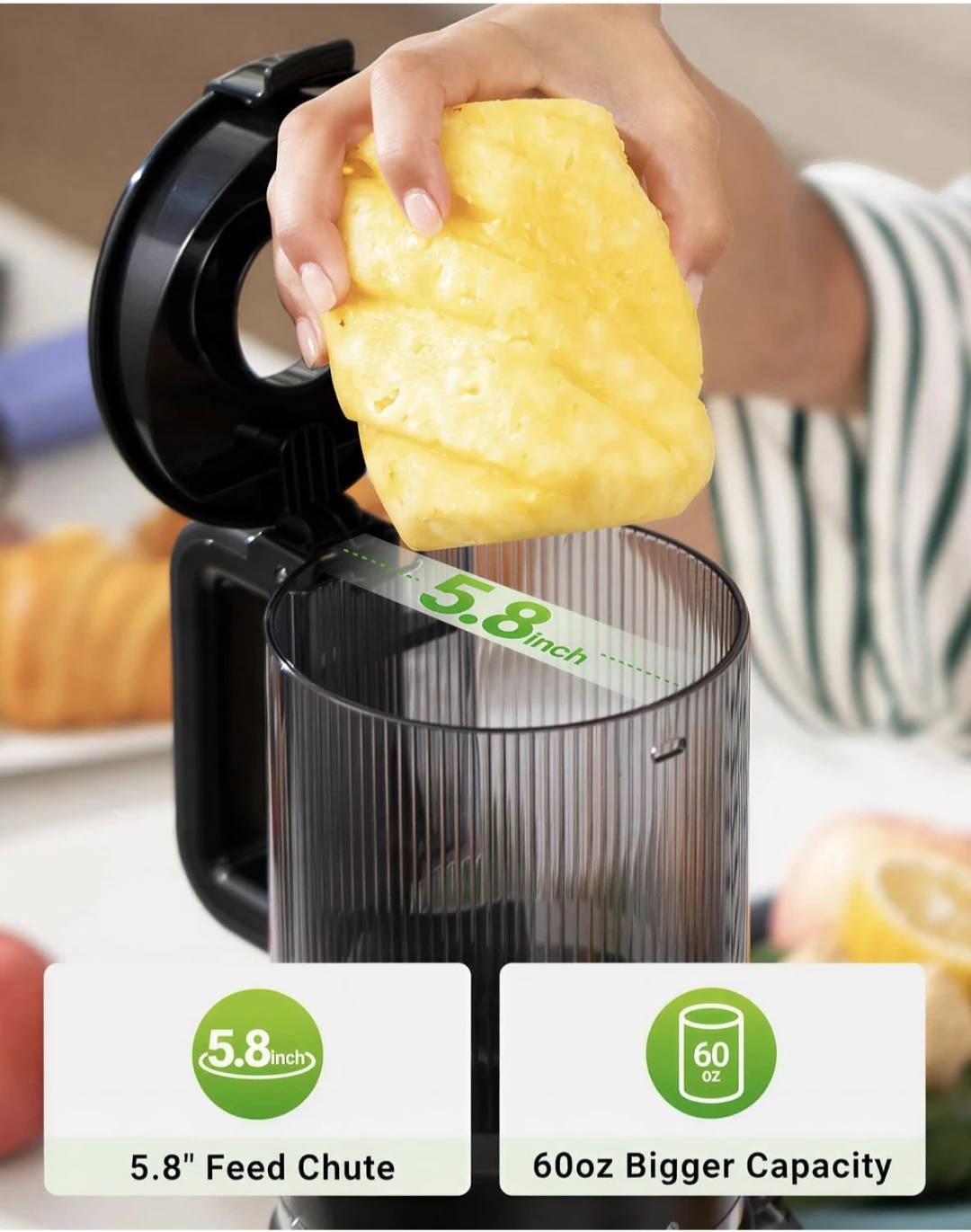 Black Juicer with 5.8" Feed Chute and 60oz Capacity - photo 3