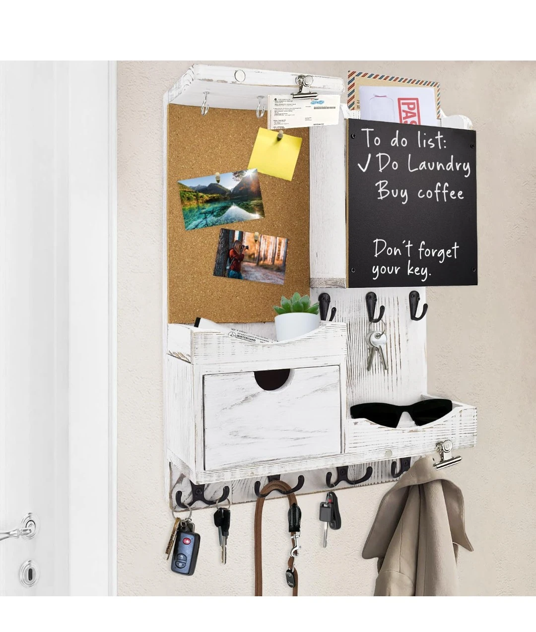 White Wall Mounted Key Holder Organizer - photo 3